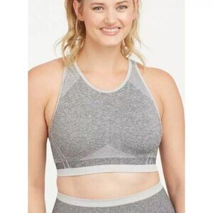 NWT Spanx Seamless Sculpt Sports Bra Spacedye Crisscross Strap Gray